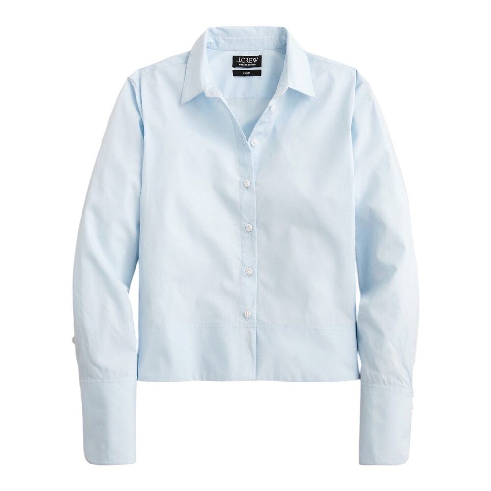 J. Crew Cropped Garcon shirt in cotton poplin 8 Blue